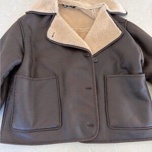 Zara Brown Faux Shearling Lined Jacket